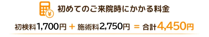 初めてのご来院時にかかる金額